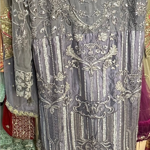 ZebTan Grey Indian/Pak dress with real Hand work & Embroidery check my listing - Picture 6 of 6